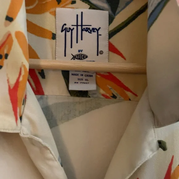 Guy Harvey Hawaiian Floral 100% Silk Shirt XL Luxury Resort/Ralph Lauren Vibes - Picture 5 of 8